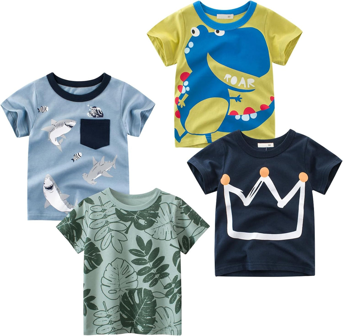 Boys' 4-Pack Excavator Short Sleeve Crewneck T-Shirts Top Tee Size 2-7 Years Toddler Boys' Value