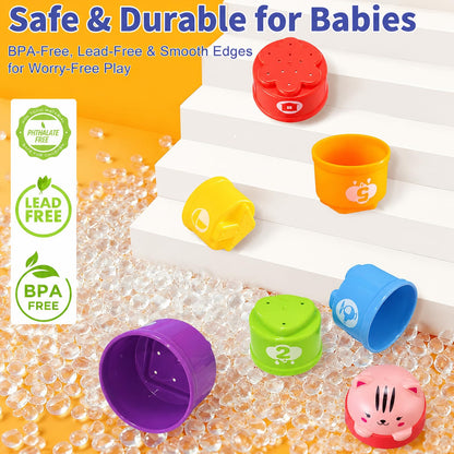 WEEJOYGAM Baby Stacking Cups, Nesting Stacking Toys for Toddlers 1-3 Montessori Toys for 1 Year Old