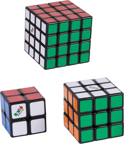Rubik’s, Tiled Trio Bundle 2x2 Mini 3x3 Cube 4x4 Master 3D Puzzle Game Stress Relief Fidget Toy