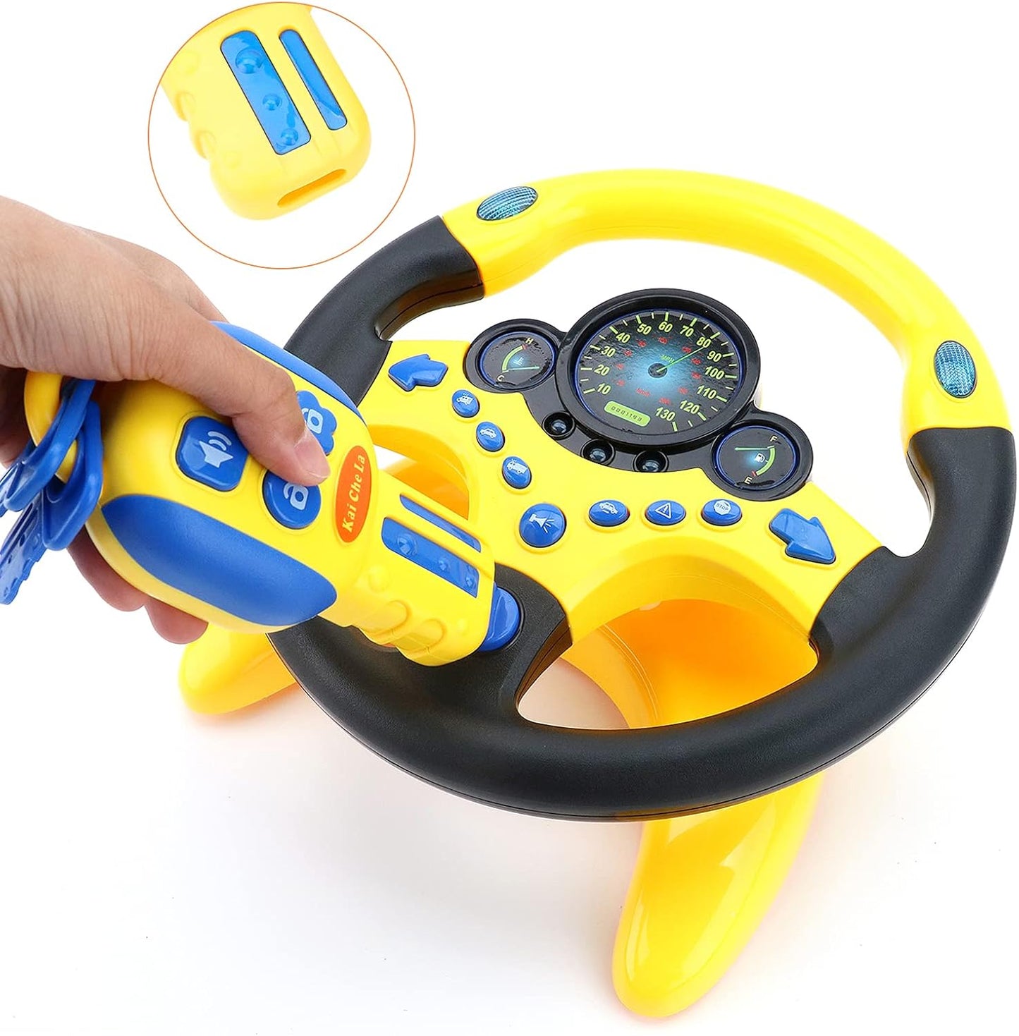 deAO Kids Steering Wheel for Backseat with Car Key Pretend Driving Simulated Driving Steering Wheel