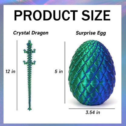Cessfle 3D Printed Dragon in Egg, Crystal Dragon Eggs with Dragon Inside, Full Articulated Dragon