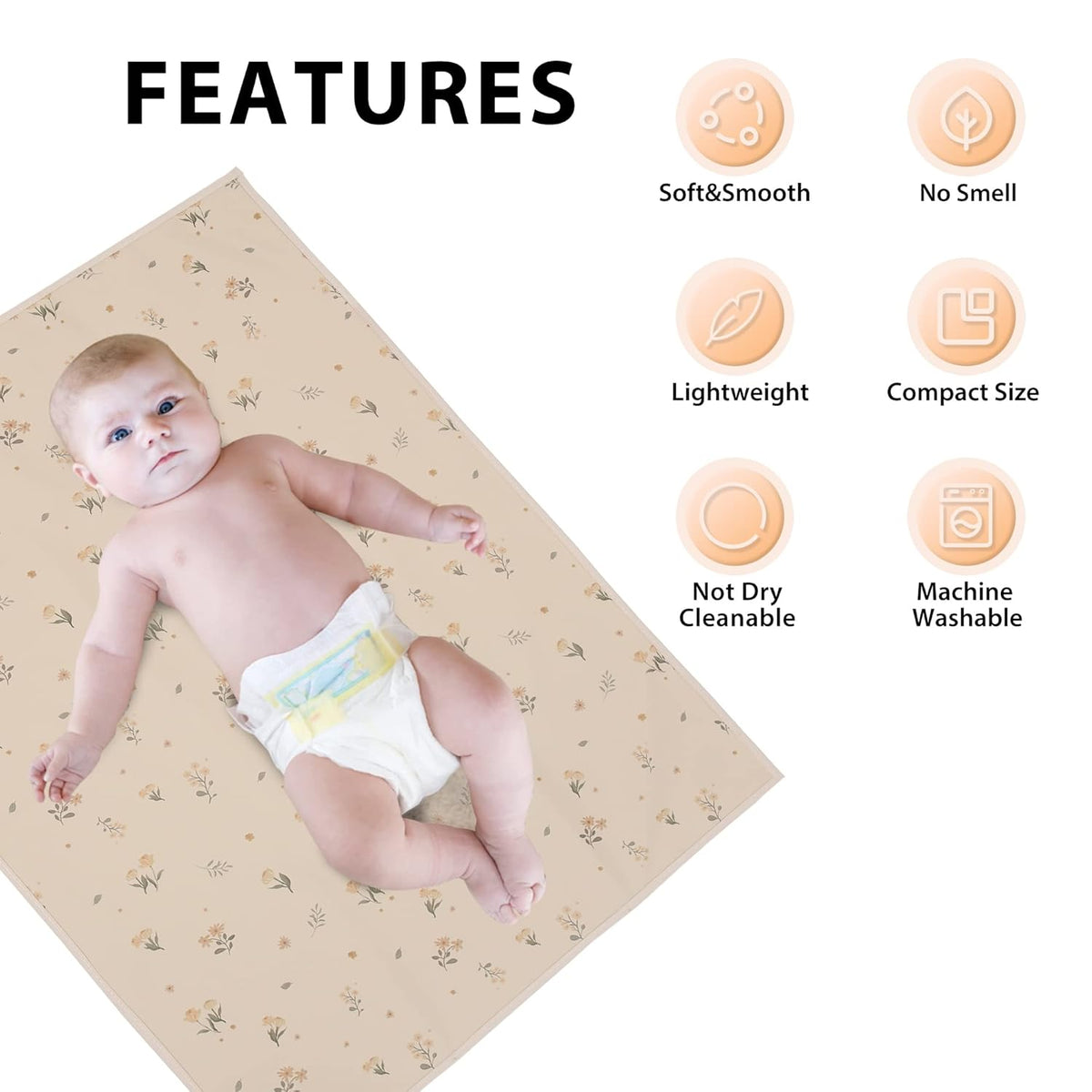 Vegan Leather Baby Changing Mat - Wipeable Portable Changing Pad, Foldable Travel Changing Mat for