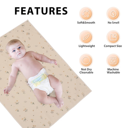 Vegan Leather Baby Changing Mat - Wipeable Portable Changing Pad, Foldable Travel Changing Mat for