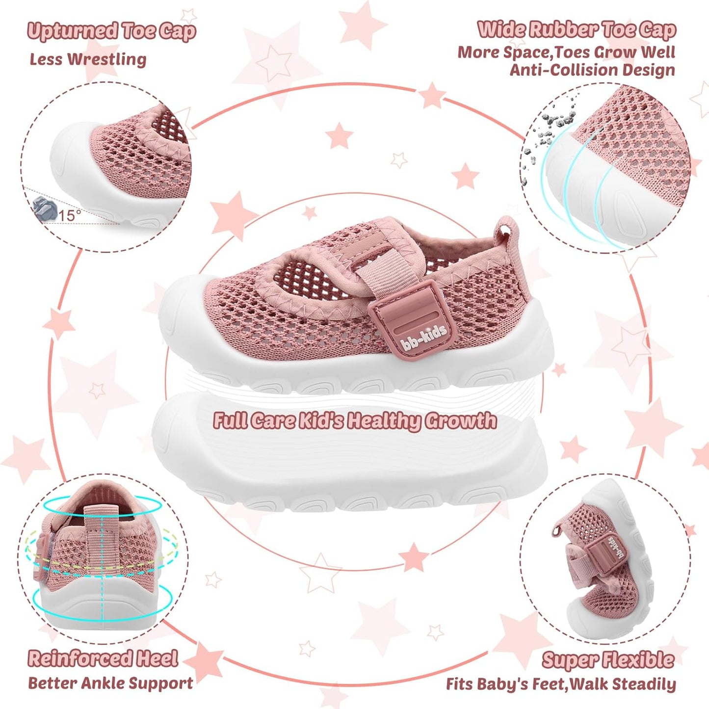 Baby Walking Shoes Toddler Girl Boy Soft Sole Breathable Mesh Slip on Summer Wide Shoes Infant