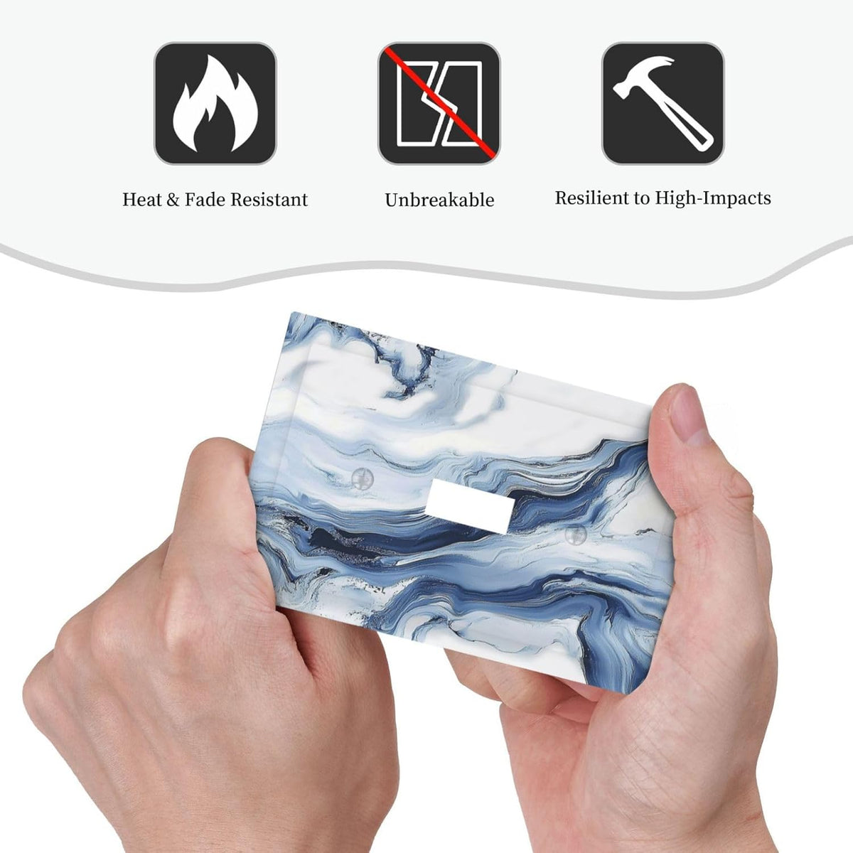 Decorative Light Switch Cover White Marble Navy Blue Line Fluid 1 Gang Single Toggle Device