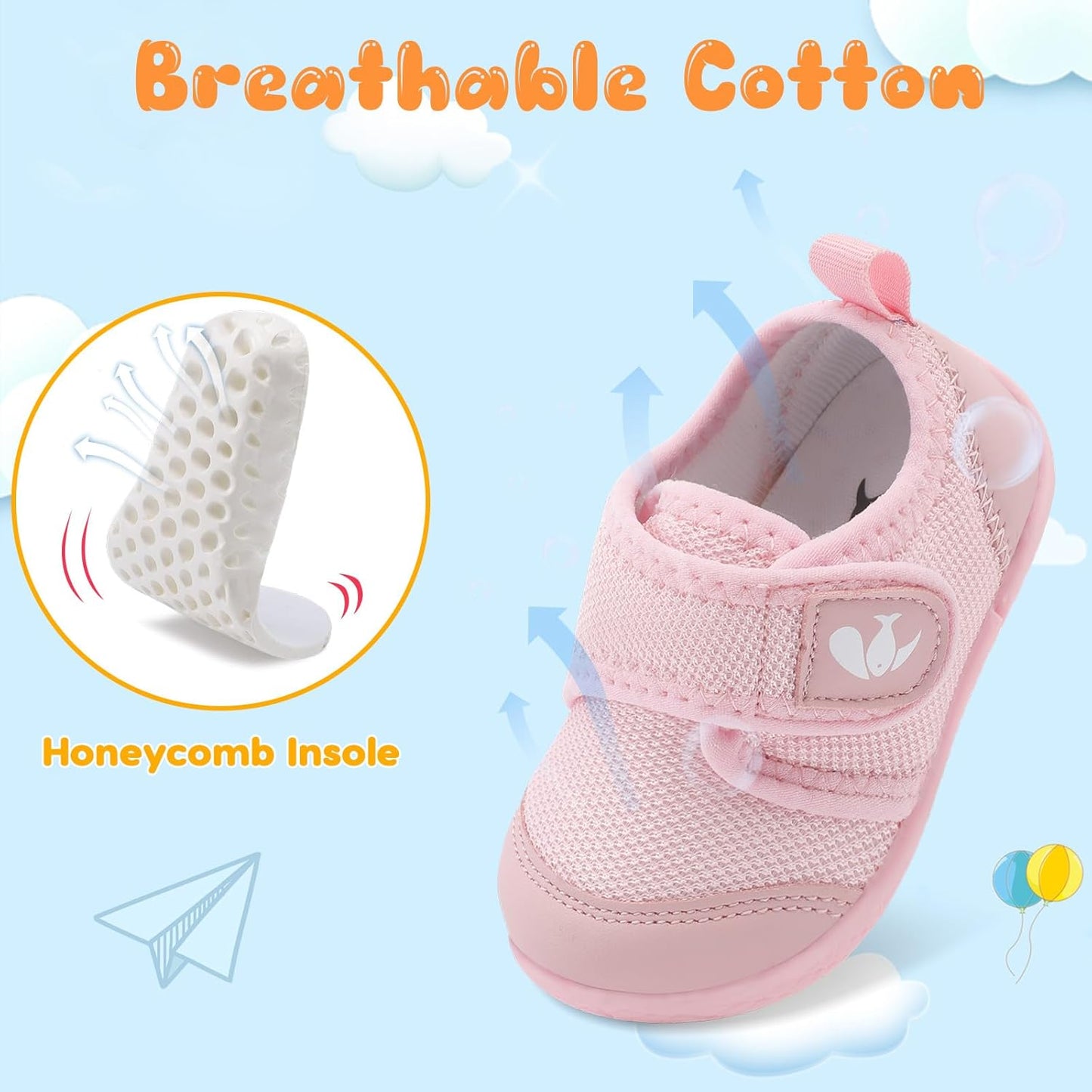 FEETCITY Baby First Walking Shoes Boys Girls Infant Sneakers Crib Shoes Breathable Lightweight Slip