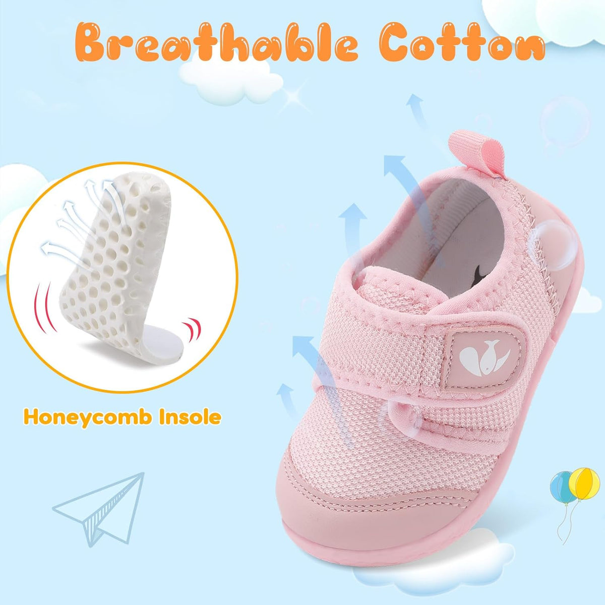 FEETCITY Baby First Walking Shoes Boys Girls Infant Sneakers Crib Shoes Breathable Lightweight Slip