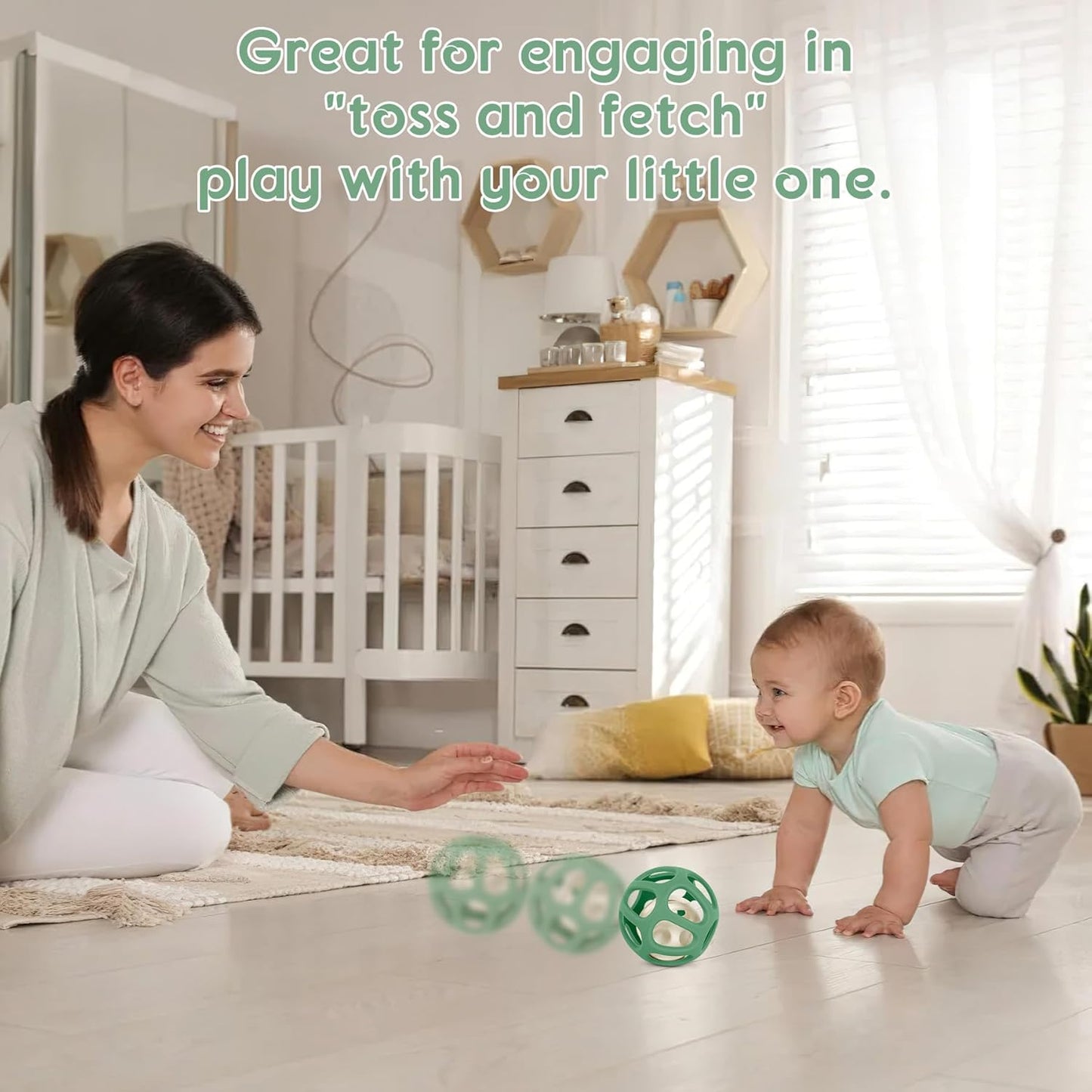 MCGMITT Baby Montessori Sensory Toys for 0-6 6-12 Months, Easy Grasp Food Grade Stretchy Silicone