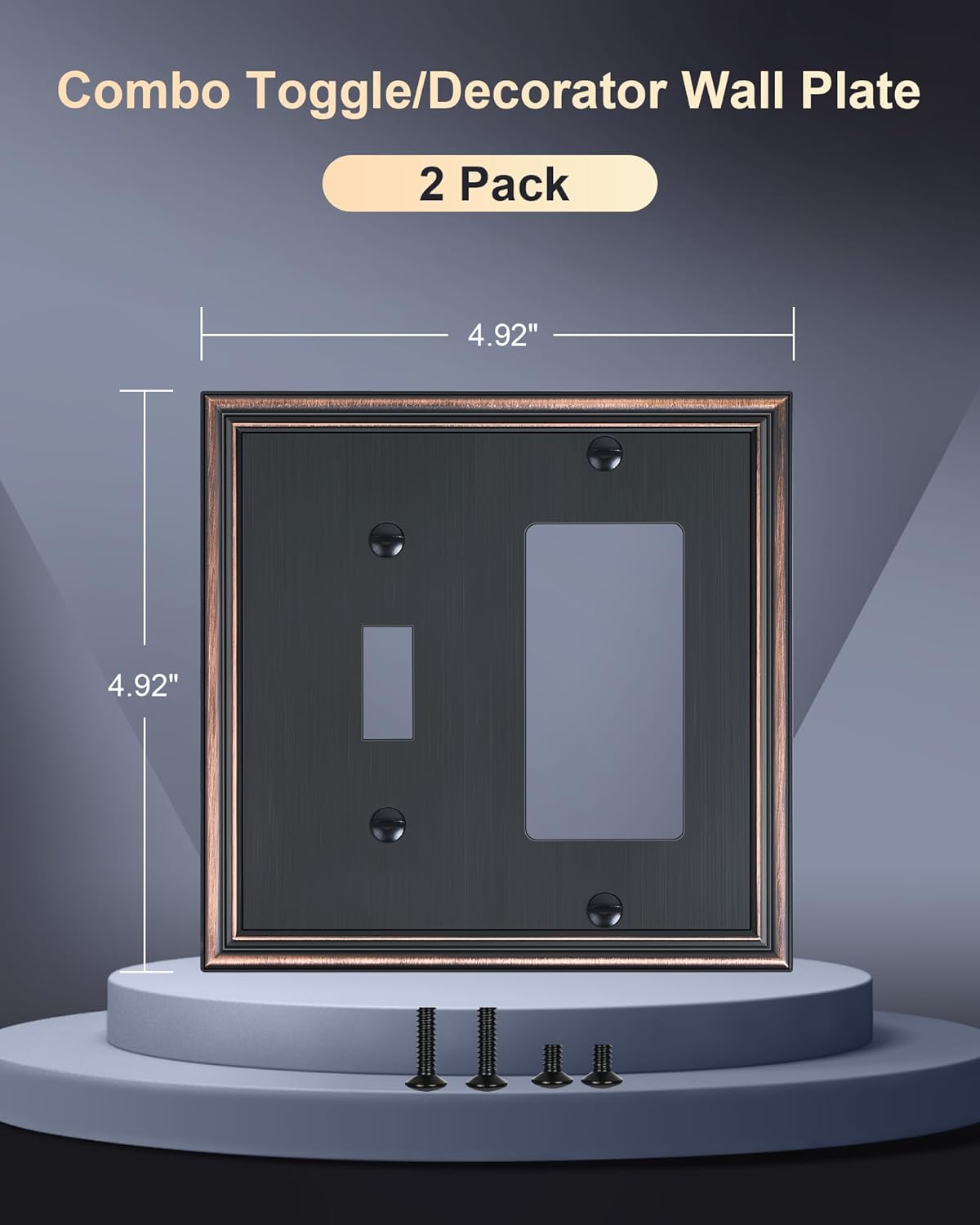 2-Pack Combo Toggle/Decorator Light Switch Cover Plate, Aged Bronze Decorative Electrical Outlet