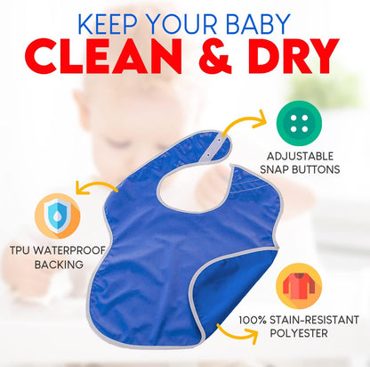 Large Waterproof Bibs Primary Collection - 4pk, 12pk, 48pk