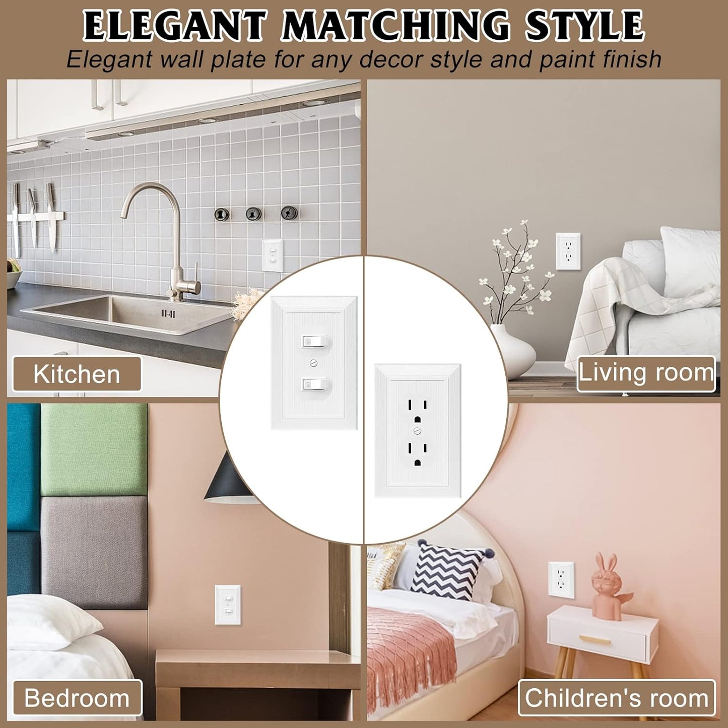 Modern Decorative Wall Plate Switch Plate Outlet Cover, Vintage Retro Wood Grain Design(Single