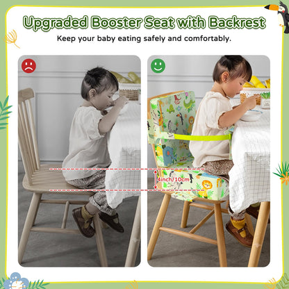 Vahlbeste Booster Seat for Kitchen Chair with Backrest & 4 Adjustable Straps, Portable TPU