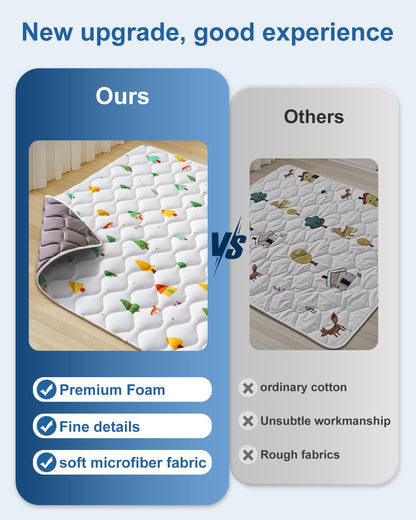 Odorless Premium Foam Baby Play Mat 50" x 50", Soft Microfiber Fabric Crawling Mat for Floor