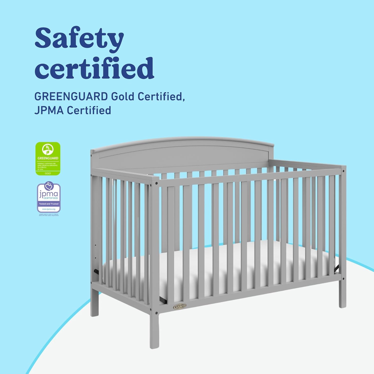 Graco Benton 5-in-1 Convertible Crib (Pebble Gray) – GREENGUARD Gold Certified, Converts from Baby