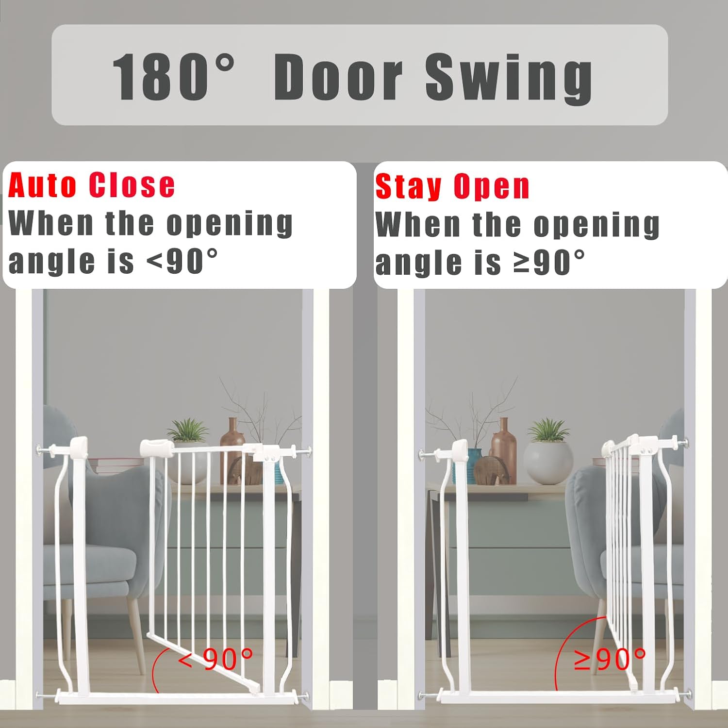 Extra Wide Baby Gate - 48-52.7 Inch Tension Mounted Safety Child & Pet Gate - White Metal - Walk