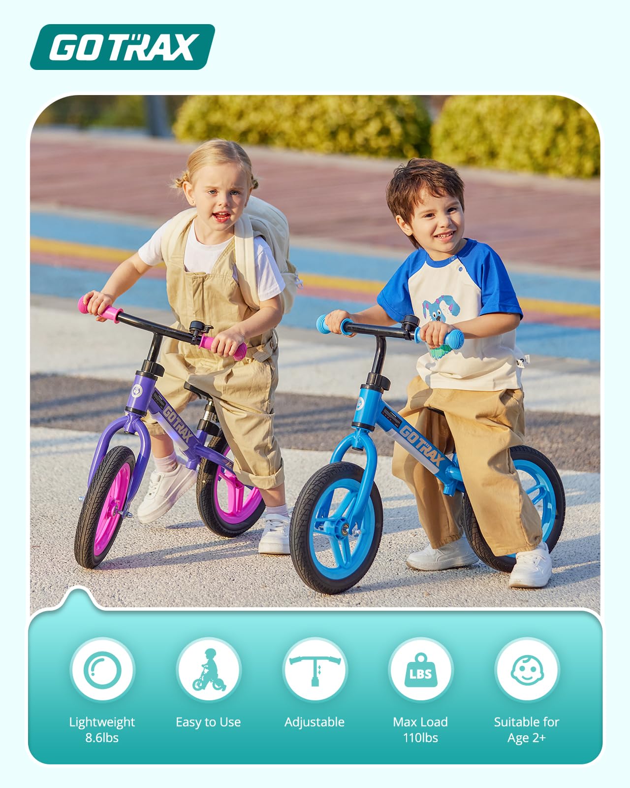 Gotrax KS12 Toddler Balance Bike, 12" No-Pedal Bike for Boys&Girls Ages 2-5