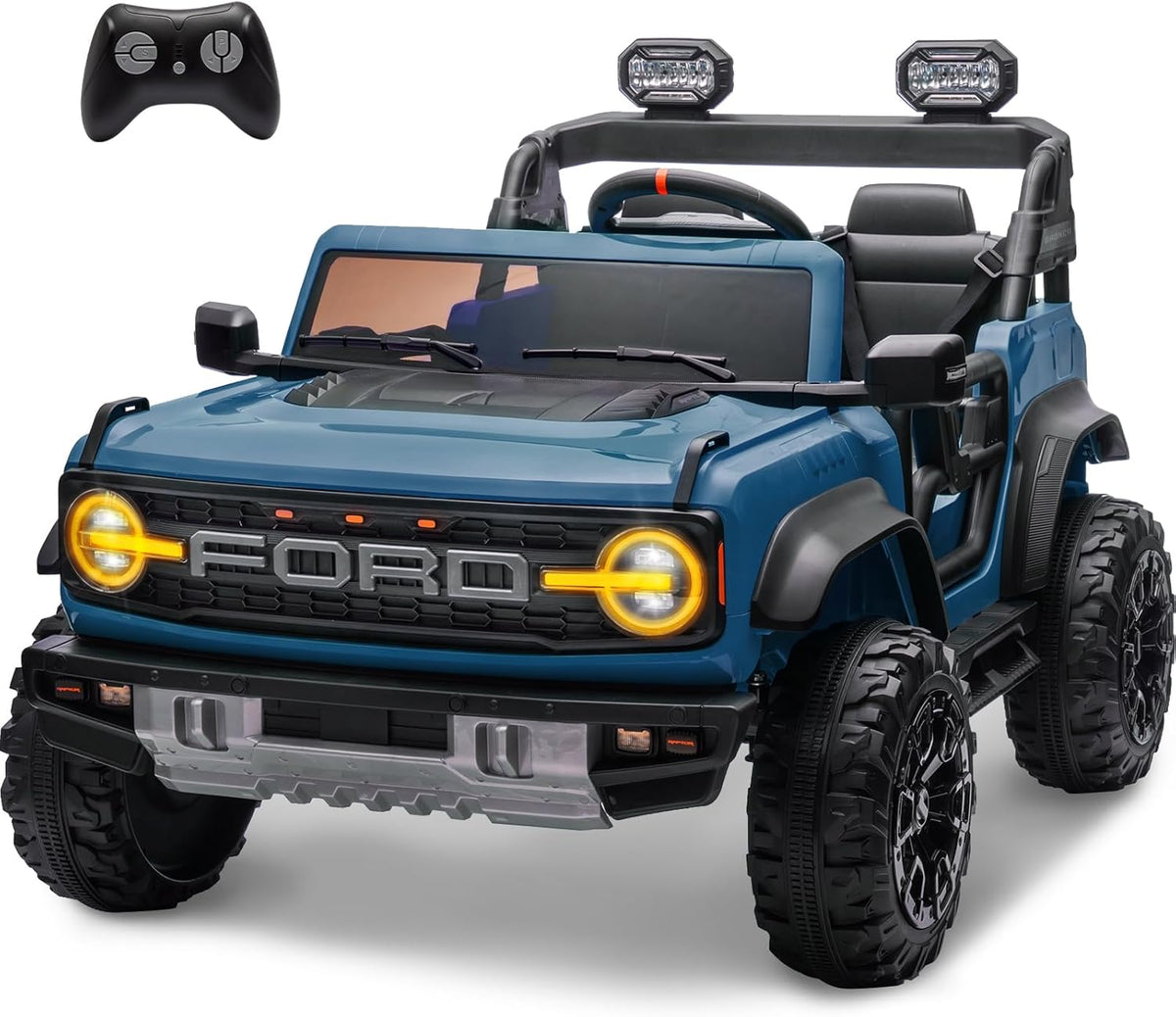 ENYOPRO 2 Seater Ride On Car for Kids, 24v Licensed Ford Bronco Raptor Electric Power Ride On Truck