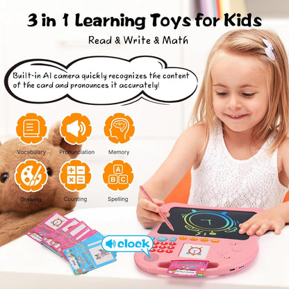 Kids Educational Learning Toys with Math Games,Talking Flash Cards and Writing Drawing Tablet