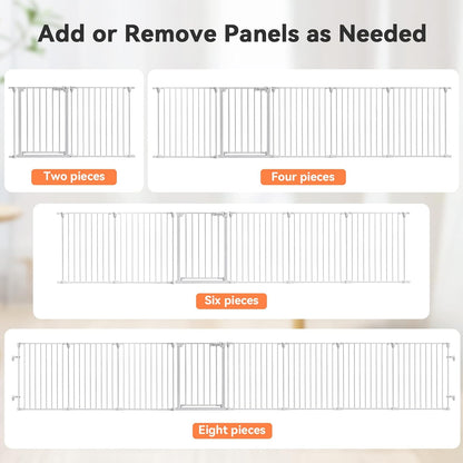 COMOMY 198" Baby Gate Extra Wide, Dog Gate Pet Gate for House Stairs Doorways Fireplace, Adjustable