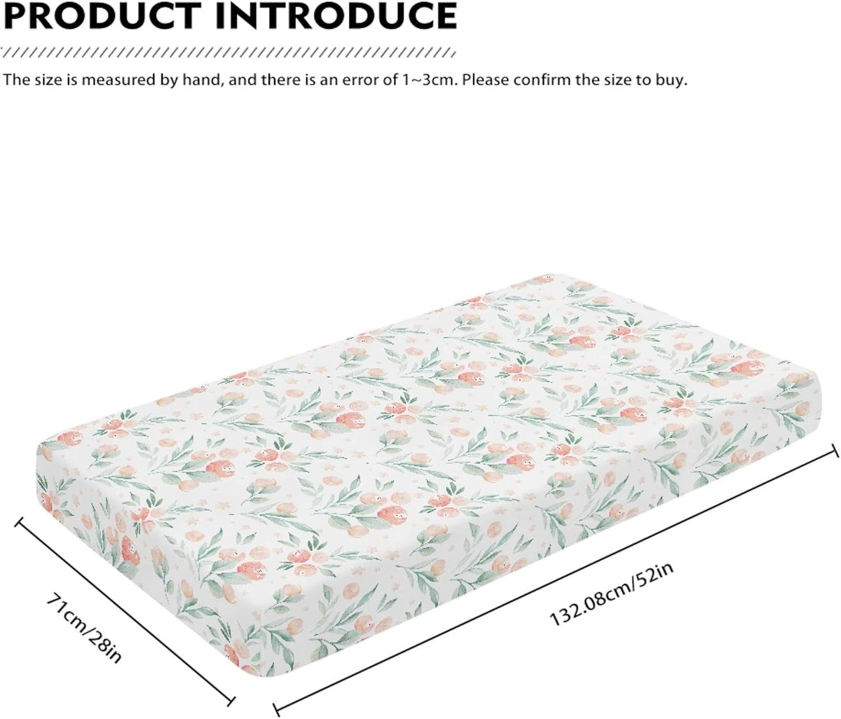 Floral Botanical Pattern Fitted Crib Sheet Pink Flower Baby Crib Sheet Fit Standard Crib and