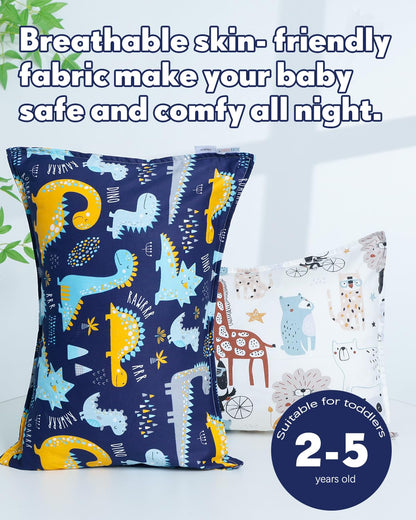 ALVABABY Toddler Pillowcases 2 Pack Organic Cotton Kids Pillow Cover Fit 13"x 18" or 12"x18"