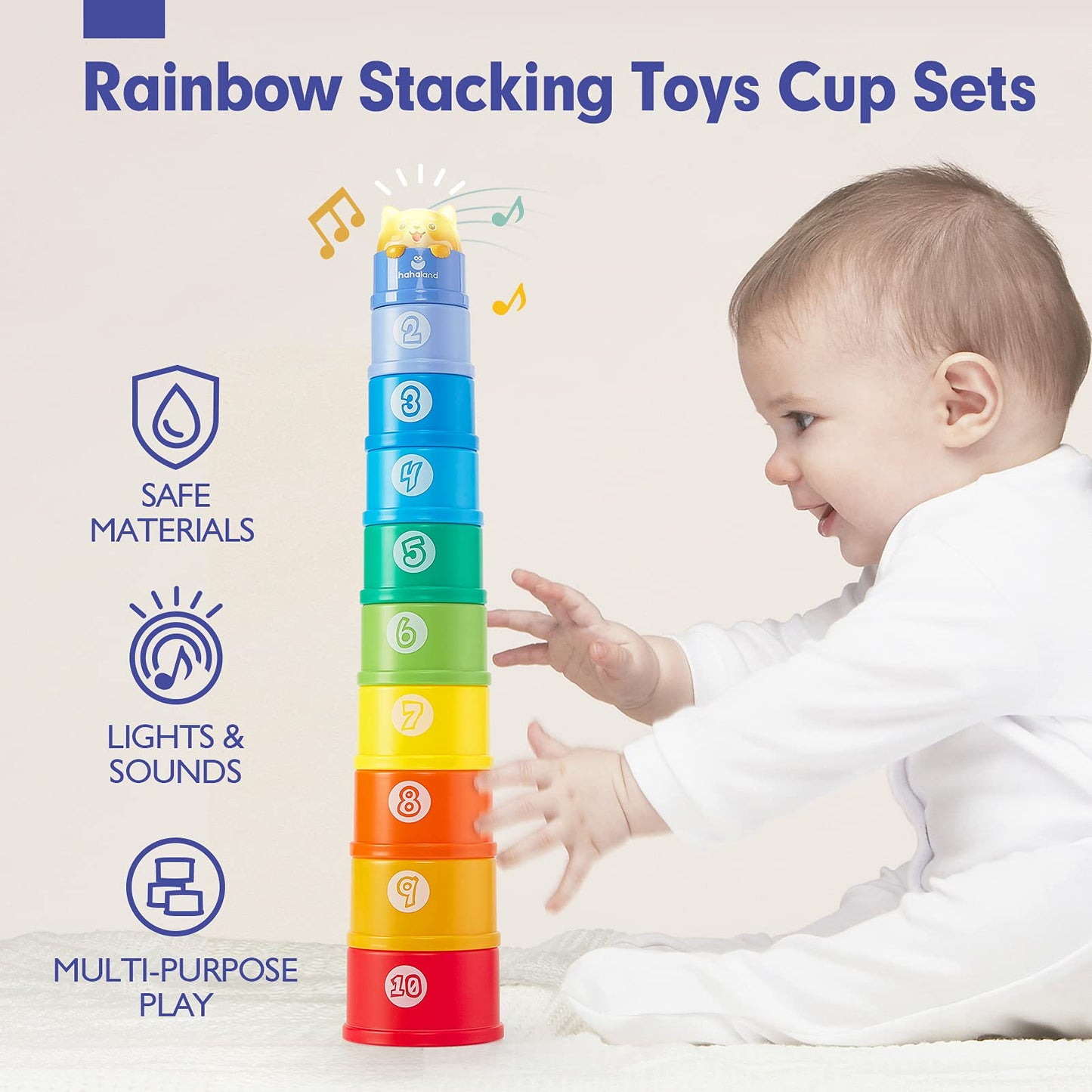 hahaland Stacking Toys for Toddlers 1-3 - Stacking Cups Toddler Toy Age 1-2