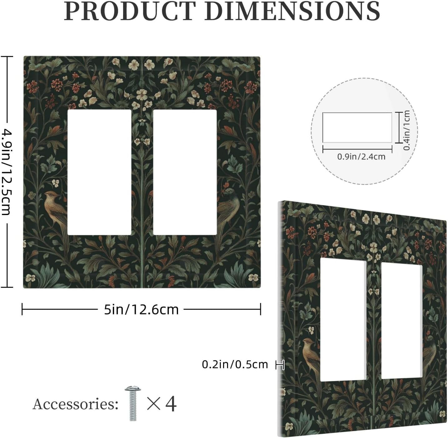 Decorative Outlet Covers Vintage Morris Colorful Flower Green Leaf 2 Gang Double Gfci Rocker