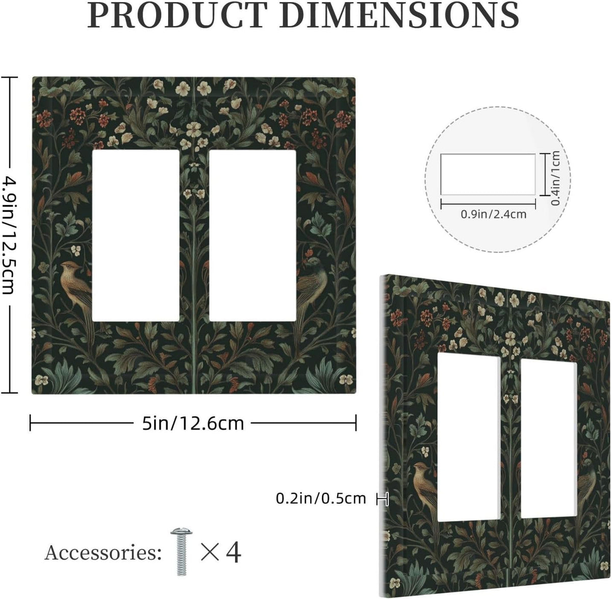 Decorative Outlet Covers Vintage Morris Colorful Flower Green Leaf 2 Gang Double Gfci Rocker