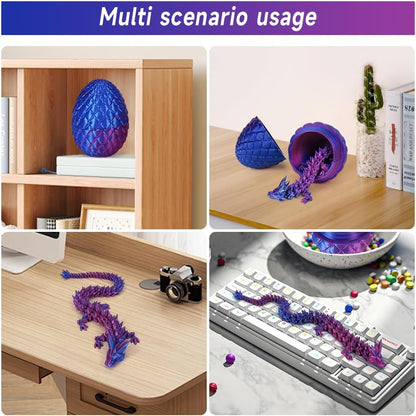 3D Printed Dragon Egg, Mystery Crystal Dragon Egg Fidget Toys Surprise, Articulated Crystal Dragon