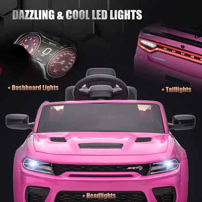 12V 7Ah Kids Electric Ride on Car, Licensed Dodge Charger SRT Hellcat, Battery Powered 4-Wheels Toy