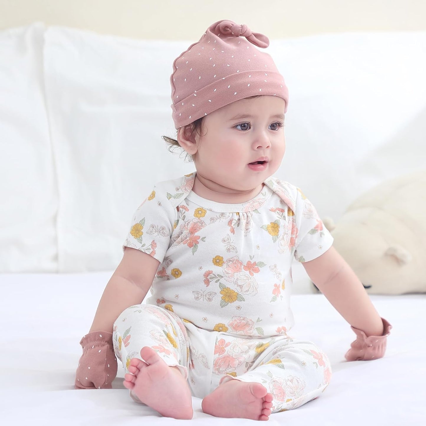 Baby Hats Mittens and Socks Set Cotton Newborn Hat Beanie Soft Infant Girls Boys Caps Gloves 0-6