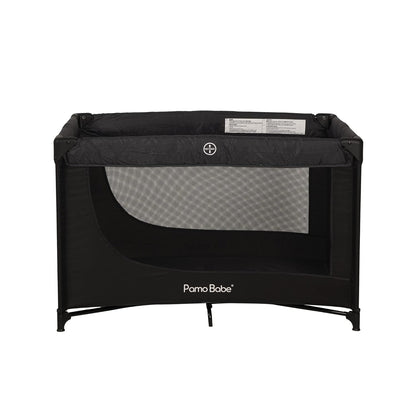 Pamo Babe Portable Crib Baby Playpen with Mattress and Carry Bag (Black)