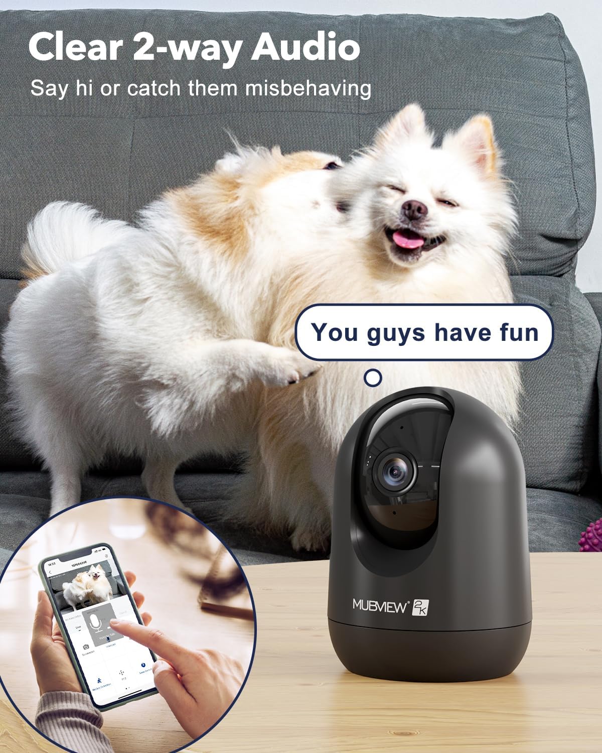 MUBVIEW Cameras for Home Security, Indoor Security Camera, 2.4/5GHz WiFi Wired Camera Ideal for
