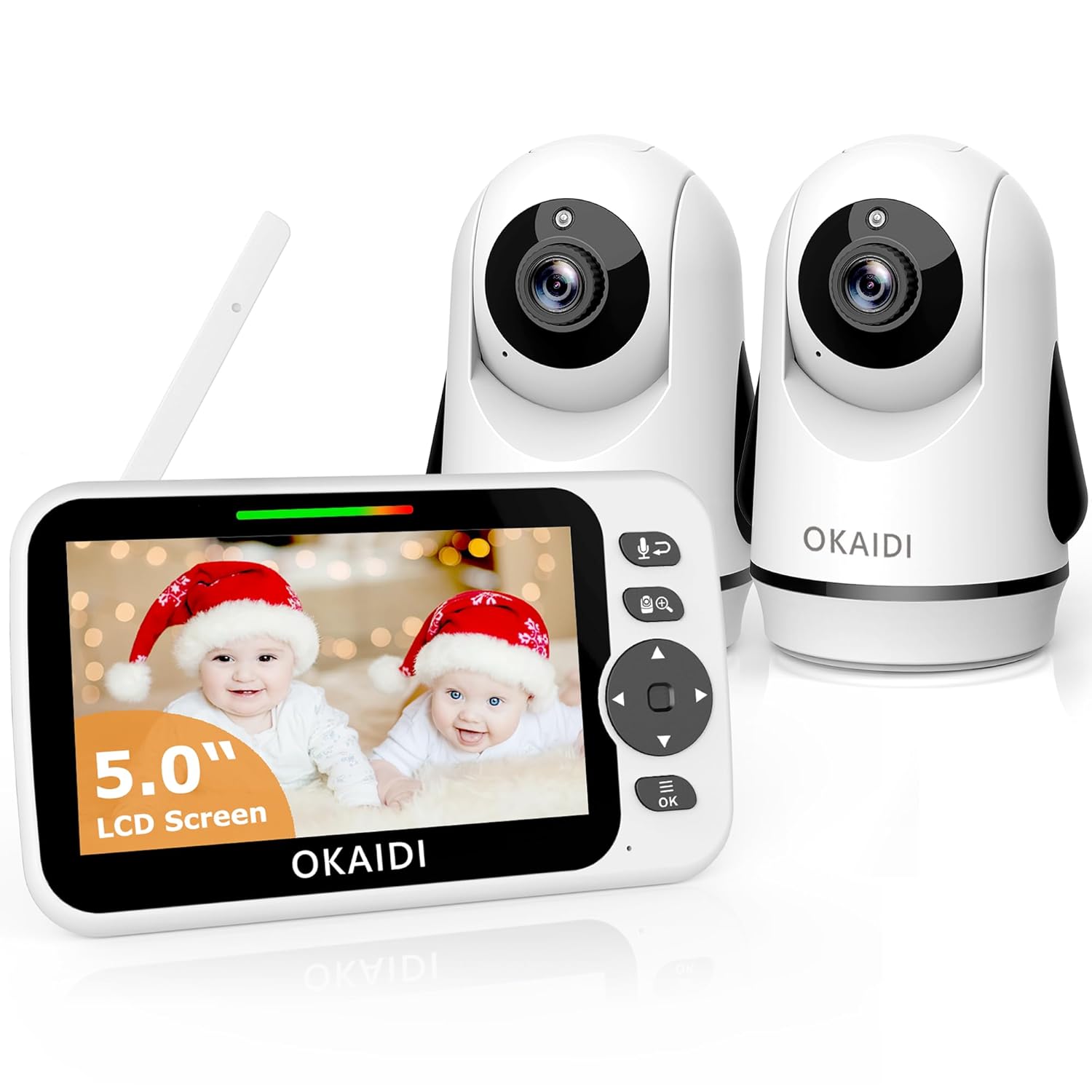 Video Baby Monitor with 2 Cameras, 5" Display Baby Monitor No WiFi, 30H Battery and 1000ft Range