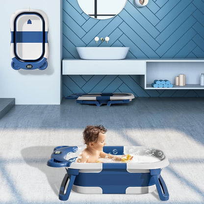 TPN Collapsible Baby Bathtub for Infants to Toddler with Real-time Temp Monitor+Floating