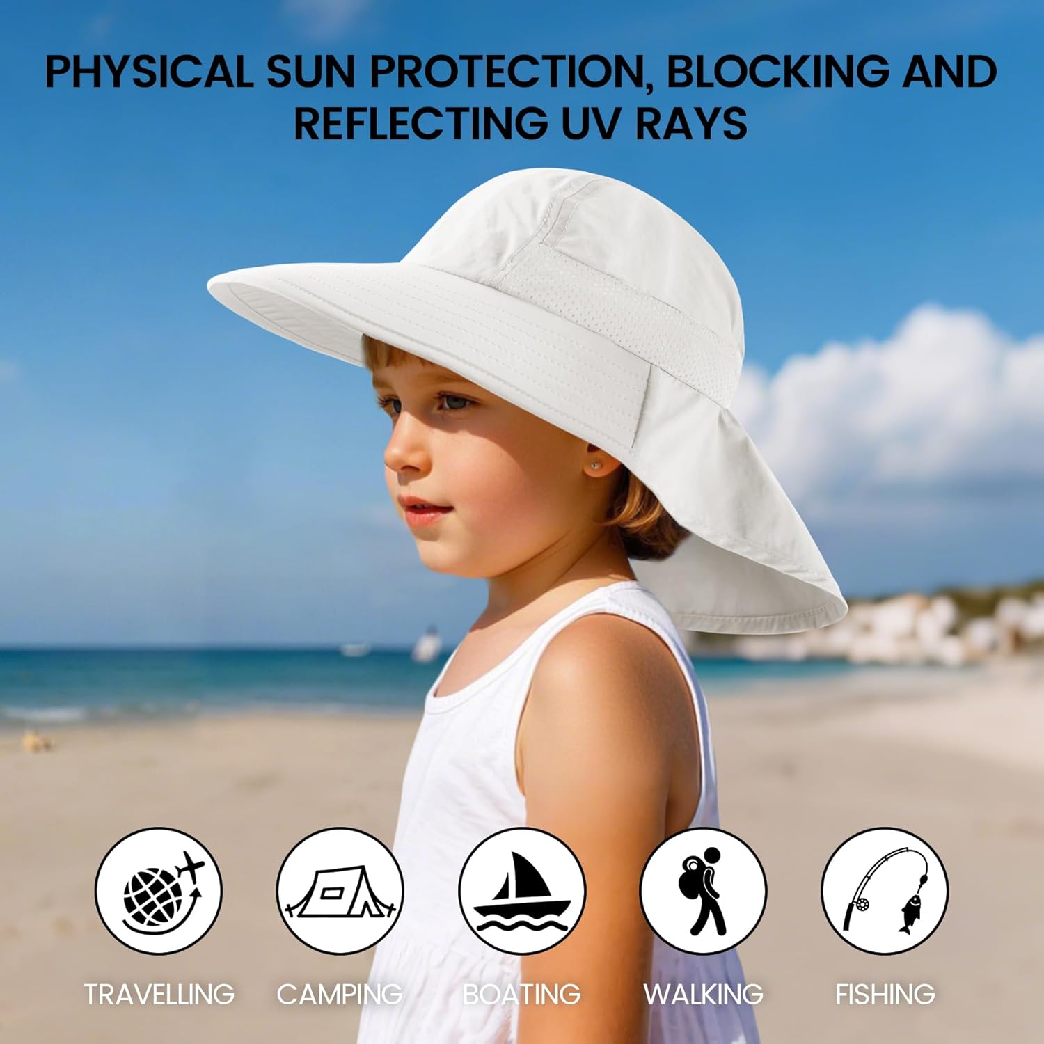 Baby Sun Hat with Neck Flap for Sun Protection Toddler Beach Hat UPF 50+ Outdoors 0-6 Years Boys