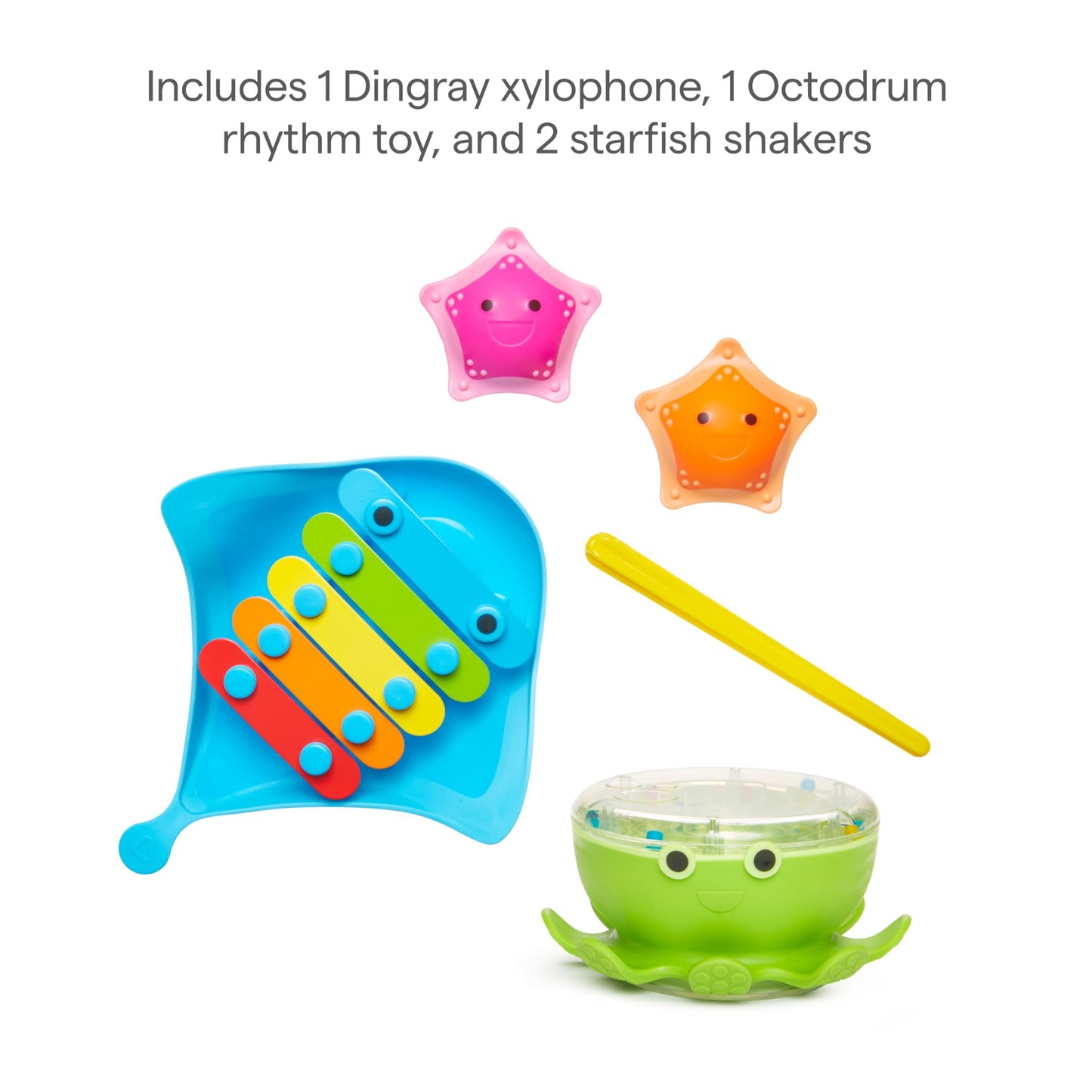 Munchkin® Bath Beats™ Bath Toy, Musical Set Includes Xylophone, Bath Drum & Shakers, Fun for