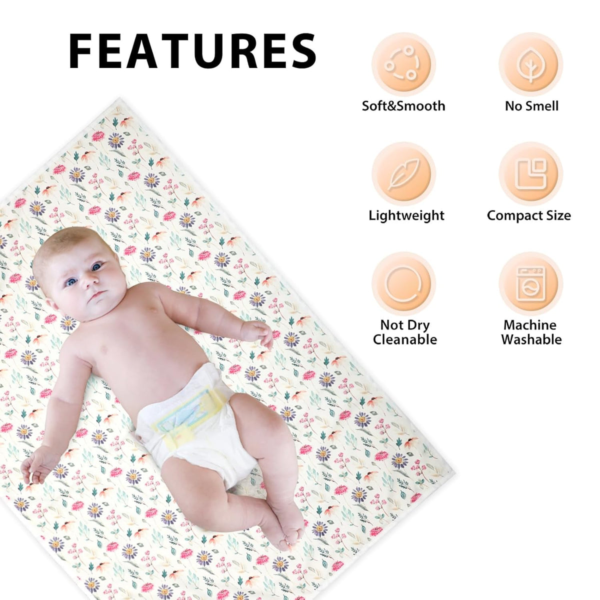 Vegan Leather Baby Changing Mat - Wipeable Portable Changing Pad, Foldable Travel Changing Mat for