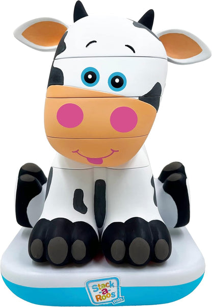 Stack-a-Roos Baby Cow by Salus Brands - Animal Stacking Toy, Educational Early Learning Toy for