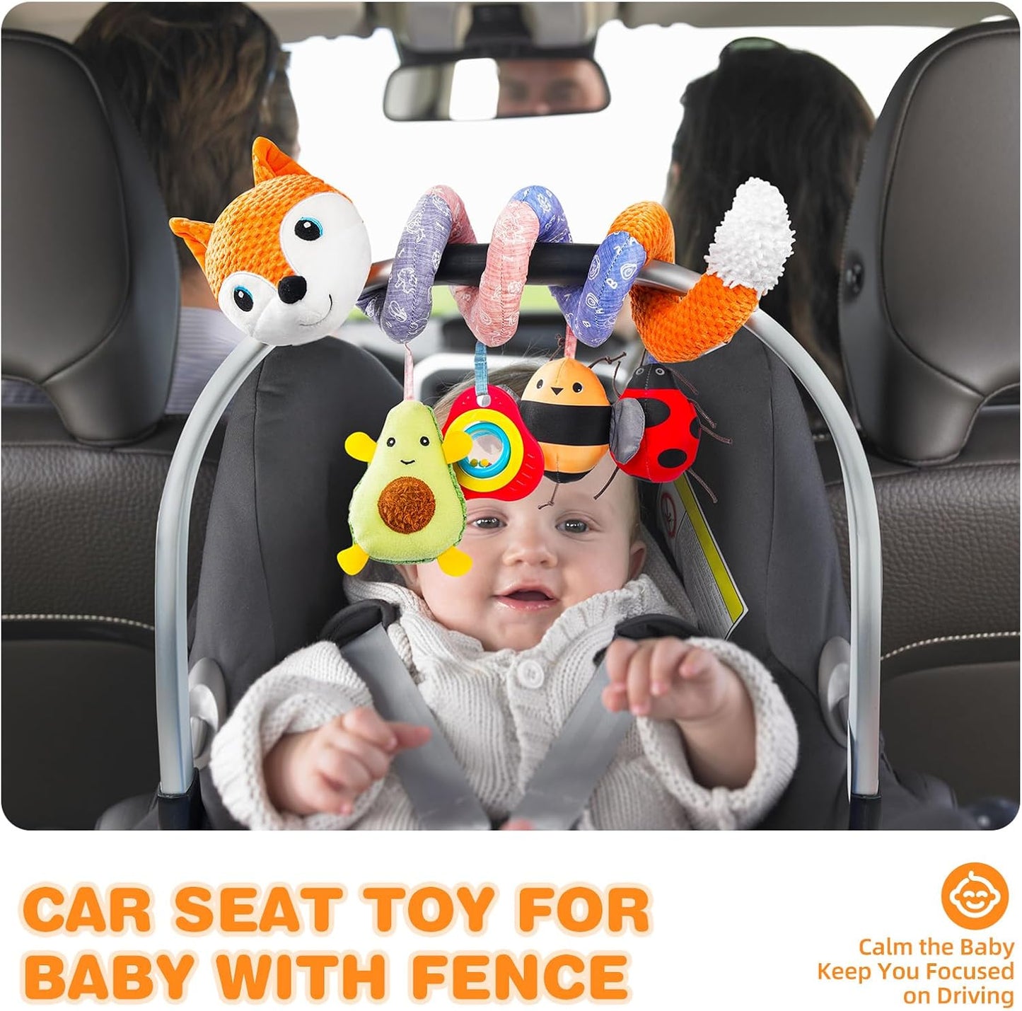 Jollybaby Baby Car Seat Stroller Toys, Plush Activity Hanging Spiral Activity Pram Crib with Music