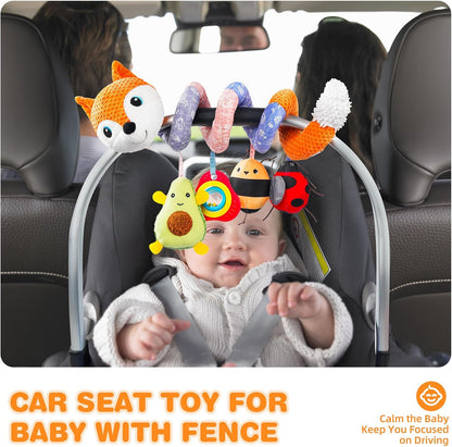 Jollybaby Baby Car Seat Stroller Toys, Plush Activity Hanging Spiral Activity Pram Crib with Music
