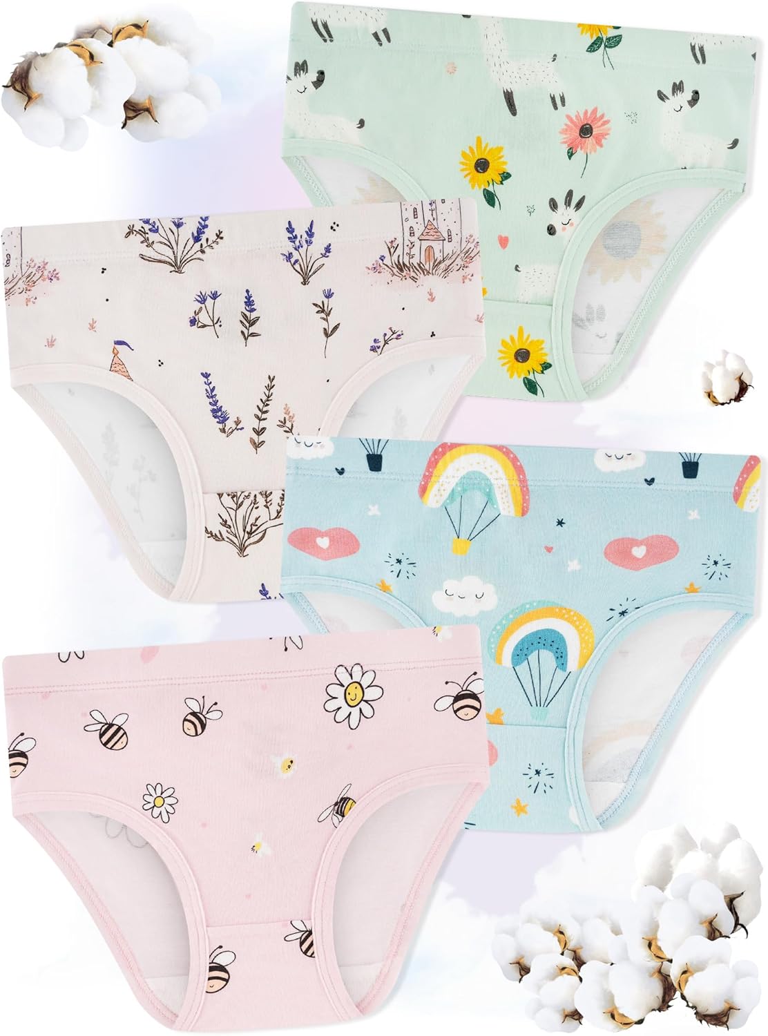 Girls' Underwear,Soft Cotton Tagless Panties for Toddlers' & Little Kids Comfort,Breathable