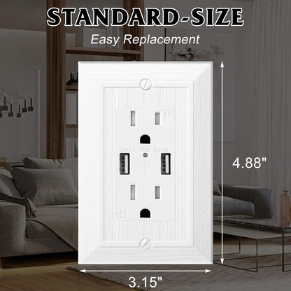 Modern Decorative Wall Plate Switch Plate Outlet Cover, Vintage Retro Wood Grain Design(Single