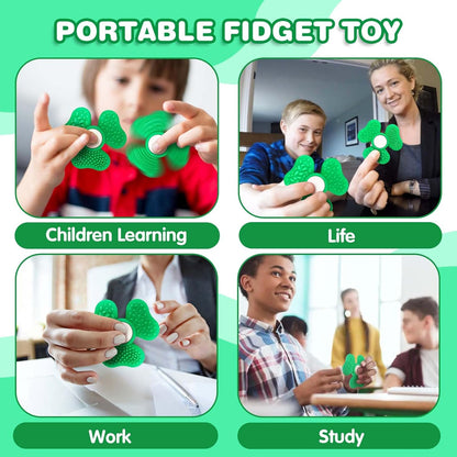 Fidget Spinners for Kids, Trefoil Fidget Toys Adults Sensory Stone, Green Textured Worry Stone Boys