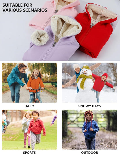 Gihuo Unisex Boy's Girls Winter Warm Sherpa Lined Zip Up Sweatshirt Fleece Jacket Kid's Hoodie