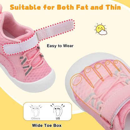 FEETCITY Wide Baby Shoes Boys Girls Baby Barefoot Shoes Breathable Infant Walking Shoe Crib Sock