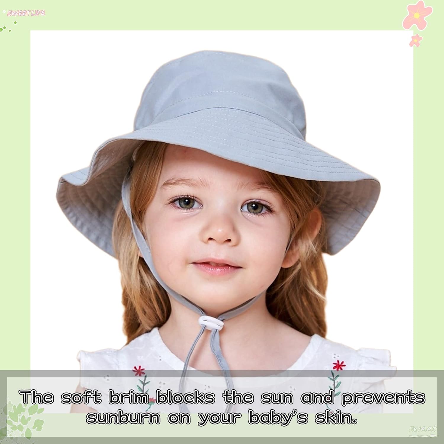 Peecabe Summer Baby Sun Hat for Boys Girls UPF 50+ Wide Brim Toddle Bucket Hat Adjustable Baby
