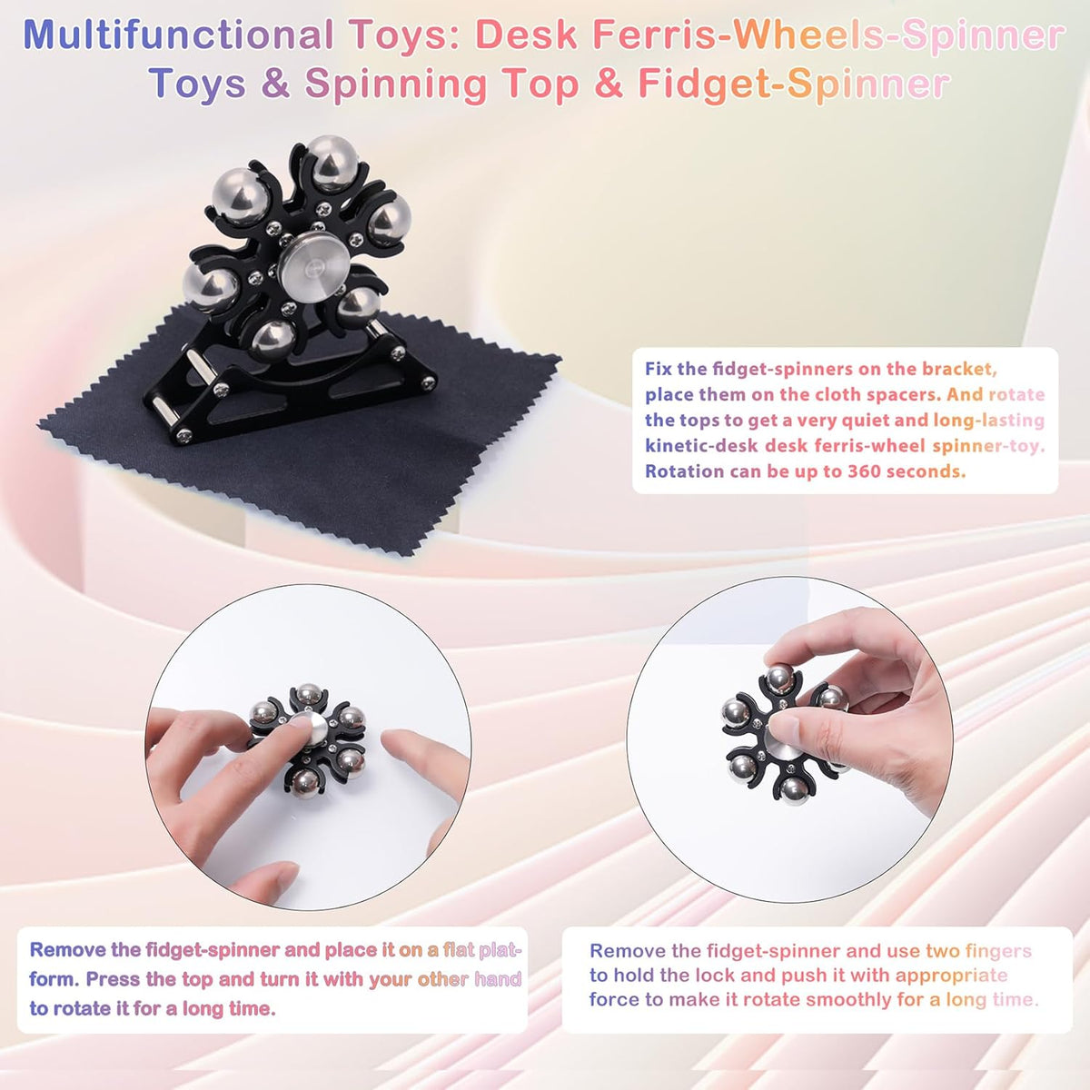 Desk-Fidget-Toys for Ferris-Wheels-Spinner: Metal Kinetic-Spinner 4mins, Cool-Gadgets for Kid