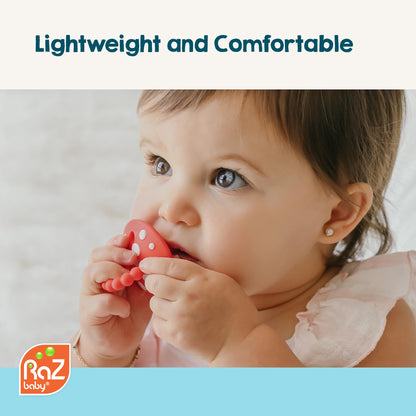 RaZbaby Soft Silicone Infant & Baby 3M+ Teether Toy Massaging Bristles Teething Relief Pacifier