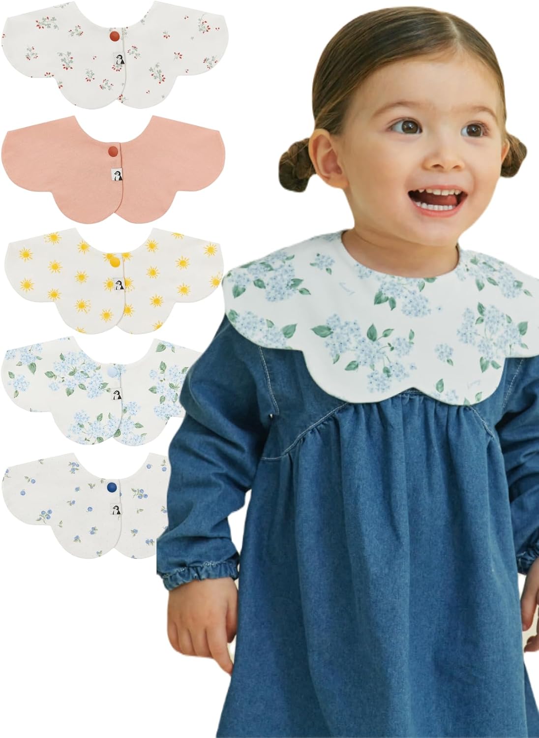 Konny Baby Bibs 5-Pack, 360 ° Rotate, Soft and Absorbent Bandana Drooling for Boys Girls baby